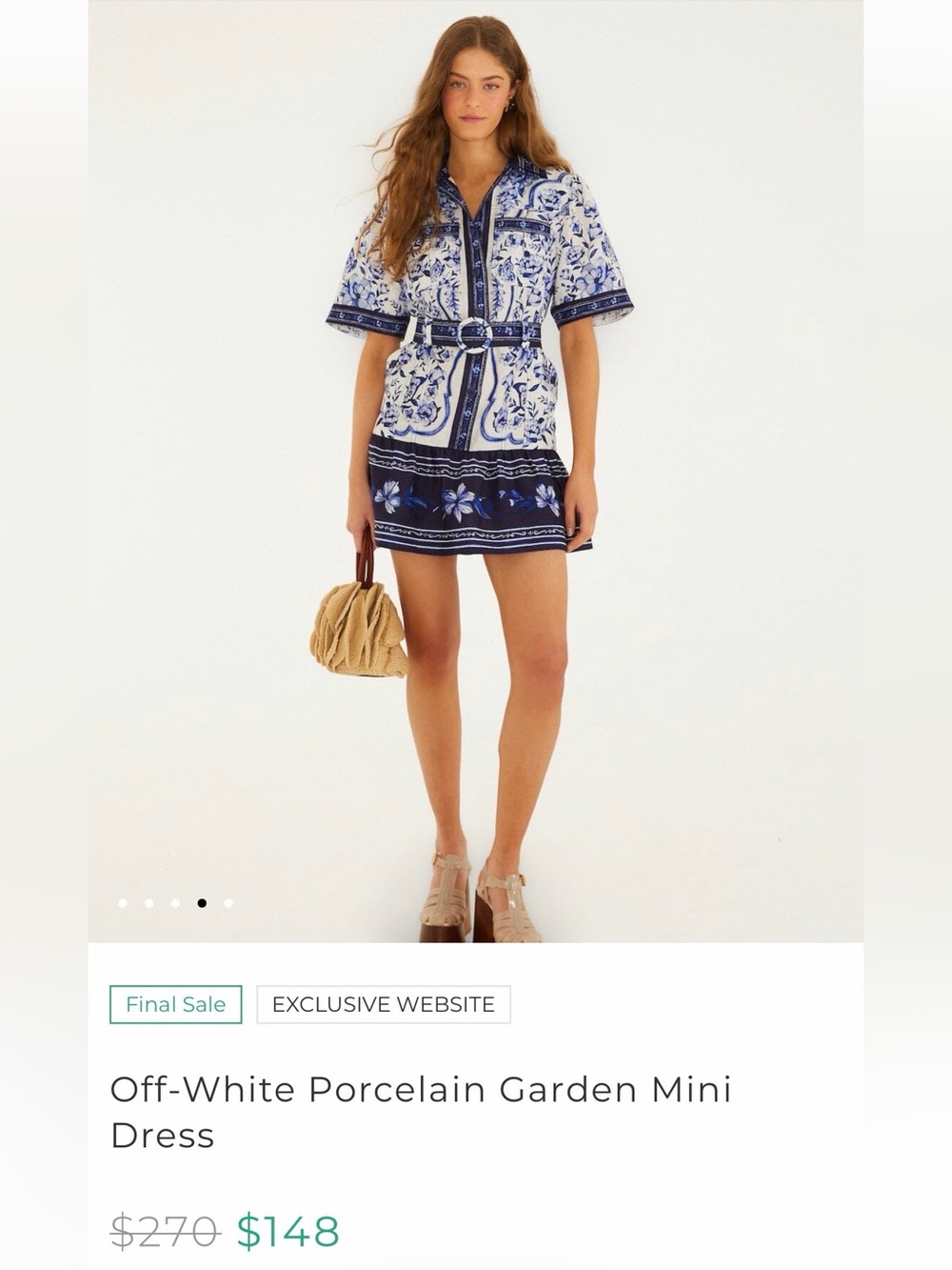 Farm Rio | Off-White Porcelain Garden Mini Dress